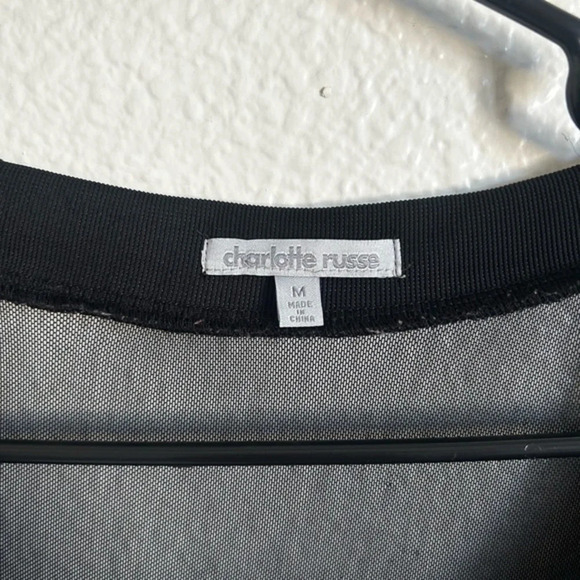 Charlotte Russe Dress Black Round Neck short‎ sleeve transparent back M - Picture 8 of 16